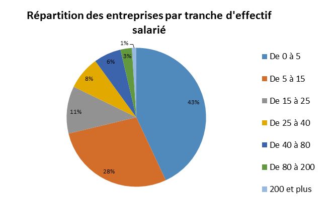 Zone artisanale Toulon Est répartition entreprises par tranches d'effectifs salariés